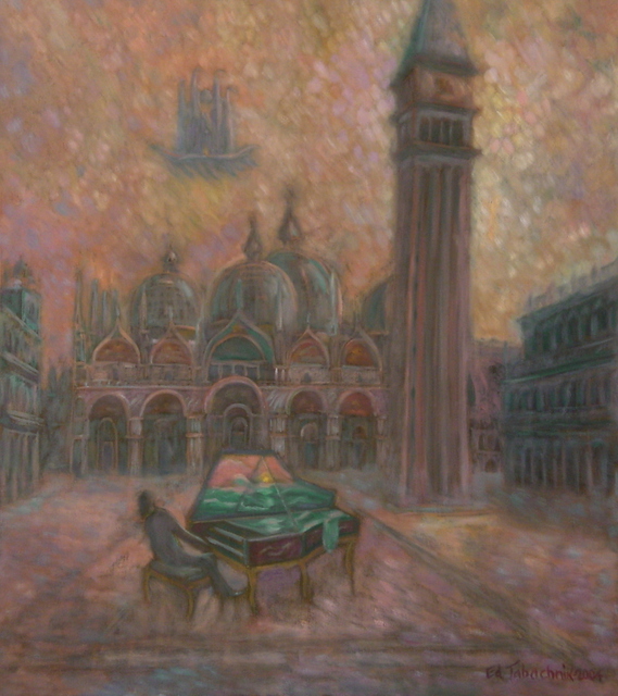 Edward Tabachnik  'Allegro Concert At St Mark Square', created in 2004, Original Painting Oil.