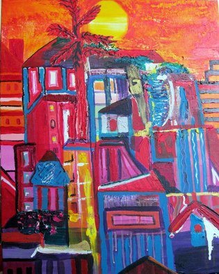 Evie Tirado: 'previous address', 2015 Acrylic Painting, Abstract.      abstract acrylic expressionism . buildings    ...