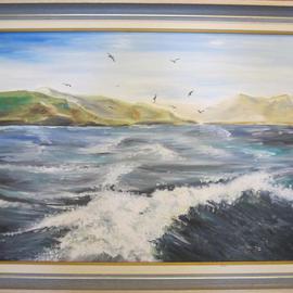 Evangelos Tzavaras: 'Leaving from a Greek Island', 2000 Oil Painting, Seascape. Artist Description:   Impression of an island when leaving with a boat in Aegean sea.    ...
