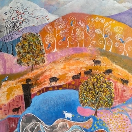 Evgeniya  Erkenova: 'what dreams may come', 2020 Acrylic Painting, Landscape. Artist Description: Fantasy takes us to a completely different dimension. The collision of the seemingly very clear to us, with the completely absurd and distant, creates a tension of expressiveness leading to a thoughtful silence. ...