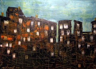 Mikhail Evstafiev: 'The city where we could have been happy', 2010 Oil Painting, Urban. 