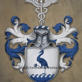 Gerhard Mounet Lipp: 'Coat of arms painting leather', 2018 Acrylic Painting, Home. Artist Description:  Coat of Arms Family Crest Painting- Each family crest is individually designed, with intricate details, personalized to reflect your family history.  Our featured crest is 16 x 20 inch in size and painted on leather.Larger or smaller sizes are available on request.  Every coat of arms and ...