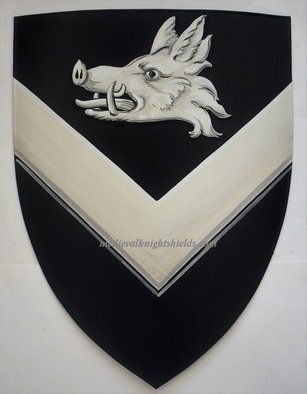 Gerhard Mounet Lipp: 'Coat of arms shield knight shield', 2019 Acrylic Painting, Home. Coat of Arms shield - arms only.  Four point steel knight shield - exclusive hand crafted hand painted medieval knight shield shield comes with chain for hanging.  This 4 point medieval shield measures 19 x 24 inches Each shield is custom hand painted with attention to details to assure a high quality ...