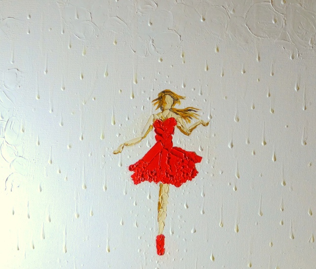 Artist Fatula Waluyo. 'Dancing In The Rain' Artwork Image, Created in 2014, Original Painting Oil. #art #artist