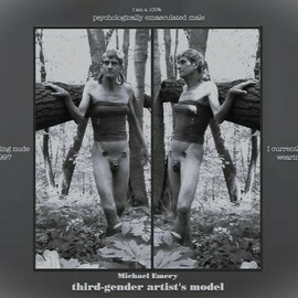 Michael Emery: 'bw intro 57', 2024 Black and White Photograph, Nudes. Artist Description: NE Iowa artist model, nude pose in woods...