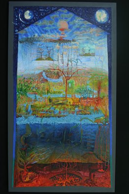 Stephen Fessler: 'Our House', 2011 Oil Painting, Mythology.     A brightly- colored acrylic and oil painting, a landscape seen as an architectural drawing, the universe as a house.  ...