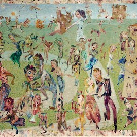 Stephen Fessler: 'The Wedding Feast', 2010 Acrylic Painting, Mythology. Artist Description:    All eat and drink, dance, play, and make music, sit at the banquet board for the feast.  Everyone is part of the wedding on the green grass in the open air.                        ...