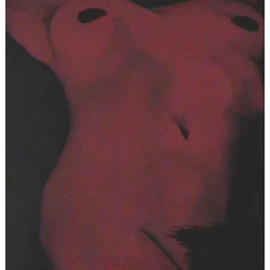 John Fields: 'Female Torso', 2003 Oil Painting, nudes. Artist Description: Nude Female Torso. Scarlet with black background and shading. Classical Composition....