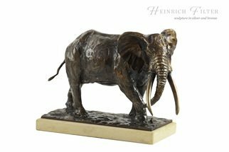 Heinrich Filter: 'elephant bull', 2019 Bronze Sculpture, Wildlife. Elephant Bull in Bronze on stone base, Limited edition of 24,Height 19 cm x length 29 cm incl. base...