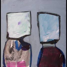 Jean Chevalier: ' INSULATED', 2009 Acrylic Painting, Abstract Figurative. Artist Description:  two people not really together ...