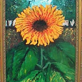 Frank Morrison: 'Resurrection', 2010 Acrylic Painting, Floral. Artist Description:  sunflower, acrylic, yellow, green ...