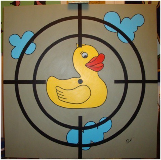 Artist Flo Flo. 'Ducky In Danger' Artwork Image, Created in 2011, Original Painting Acrylic. #art #artist