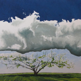Francois Fournier: 'Reaching For The Sky', 2012 Oil Painting, Landscape. Artist Description:    This painting depicts an apple tree full of flowers during the spring season with a great cumulus cloud overhead.Nature varies itself relentlessly. It is this contact with a persistently changing environment that inspires his creations. By observing the constantly shifting seasons, days, hours, or moods, Francois ...