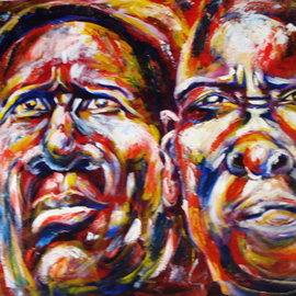 Franklin Ojoo: 'faces', 2016 Acrylic Painting, Abstract Figurative. Artist Description: Acrylic pain on canvas. Elderly Africa Turkana couple faces...