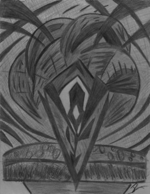 R.l. Armstrong: 'life burst', 2007 Pencil Drawing, Abstract. 