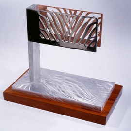 Gary Brown: 'Zebra', 2004 Aluminum Sculpture, Abstract. Artist Description:  Aluminum, Copper, with Bubinga wood base  ...