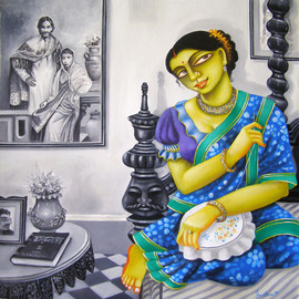 Gautam Mukherjee: 'Charulaata', 2015 Acrylic Painting, Figurative. Artist Description:  0140 couple ...