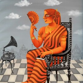 lady with hand fan By Gautam Mukherjee