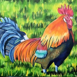 Gerardo Bolanos: 'head honcho', 2019 Oil Painting, Farm. Artist Description: I love painting birds and farm animals. ItaEURtms one of my favorite themes. Oil on stretched canvas. ...