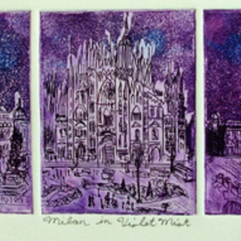 Jerry  Di Falco Artwork MILAN IN VIOLET MIST, 2016 Etching, Cityscape