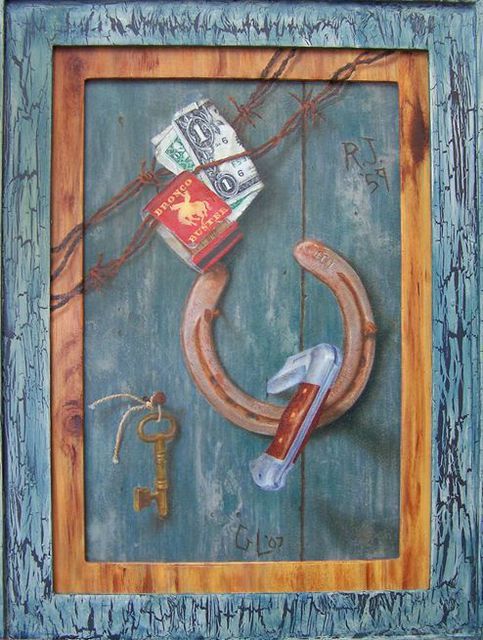 Artist Georgina Love. 'Cowboy Bunkhouse Junk' Artwork Image, Created in 2007, Original Painting Oil. #art #artist