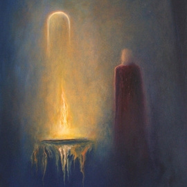 George Kofas: 'The Fire', 2010 Oil Painting, Spiritual. Artist Description:    RomanticismSymbolist ArtAbstractFigurativeabstract figurativeMysticalReligiousChristianInspirational        ...