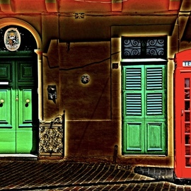 Glen Sweeney: 'its 4 u dr who', 2012 Color Photograph, Abstract. Artist Description: A British telephone box out of place in Malta, Doctor Who on his travels. Malta, telephone box, manipulated image, doorways. ...