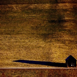 Glen Sweeney: 'morning shadow', 2018 Color Photograph, Landscape. Artist Description: A lonely barn throws its shadow across an empty field. Schladming, Austria, field, barn, shed, morning light...