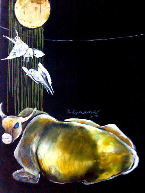 Artist Gnana Ponnusamy. 'Gold Moon - 03' Artwork Image, Created in 2011, Original Painting Other. #art #artist
