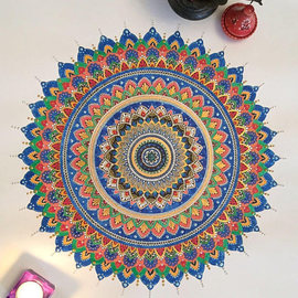 Rabina Byanjankar Shakya: 'Colors of Life Mandala', 2017 Ink Painting, Cosmic. Artist Description: Concentric circles mandala painting made on paper with ink, water color, promarker, tempera. Inspired by the vibrant colors of passions of life. ...
