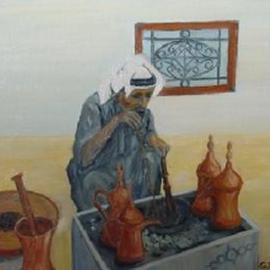 Ghassan Rached: 'Arabic Coffee', 2000 Oil Painting, Figurative. 
