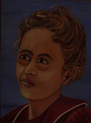 Ghassan Rached: 'Desolate Girl-Portrait', 2002 Oil Painting, Figurative. Oil Painting by Ghassan Rached, 2002...