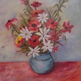 Ghassan Rached: 'Vase 1', 2000 Oil Painting, Floral. Artist Description: Oil Painting by Ghassan Rached. One of a series of Flower Vases. ...