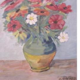 Ghassan Rached: 'Vase 6', 2000 Oil Painting, Floral. 