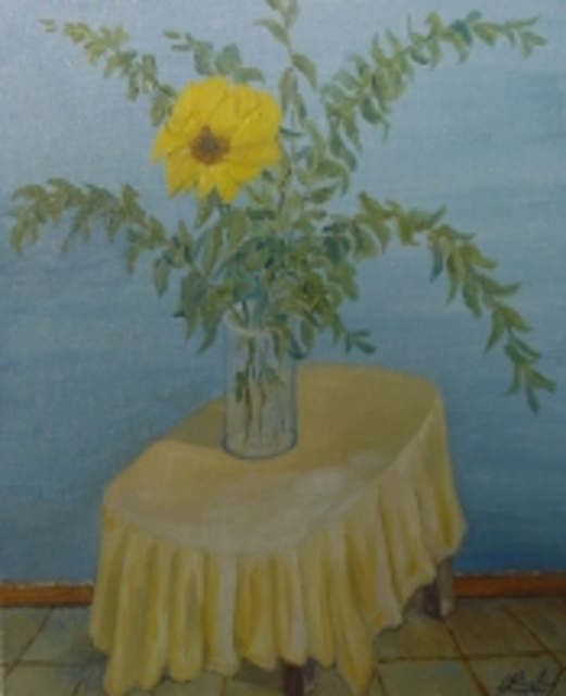 Ghassan Rached  'Yellow Flower', created in 1995, Original Painting Oil.