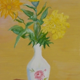 Ghassan Rached: 'Yellow Flowers', 2000 Oil Painting, Floral. Artist Description: Oil Painting by Ghassan Rached...