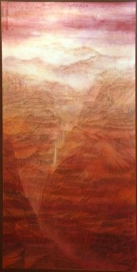 Grace Auyeung: 'Mysterious Canyon', 2007 Ink Painting, Landscape.       landscape, cloud, Chinese landscape, ink wash painting , mountains, canyon     ...