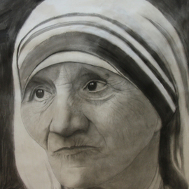 Grace Auyeung: 'compassion', 2012 Ink Painting, Portrait. Artist Description: A FACE PORTRAYING MOTHER THERESA, S COMPASSIONATE EXPRESSION WITH DOLEFUL EYES...