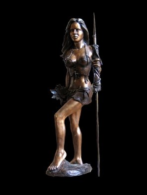 Frederic Clerc-renaud: 'Jeromine', 2010 Bronze Sculpture, Figurative.        figurative bronze sculpture with walnut patina     ...