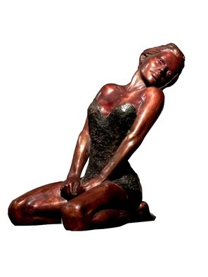 Frederic Clerc-renaud: 'Stretching', 2010 Bronze Sculpture, Figurative.      figurative bronze sculpture with walnut patina   ...