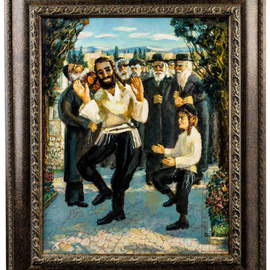Gregori Furman: 'Judaica', 2015 Oil Painting, Judaic. Artist Description:  Men dancing        ...