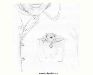 Kathi Day: 'Boutonniere', 2005 Pencil Drawing, Humor. A hamster in the pocket is better than a flower in the button hole. This little furry one even has a peirced ear. ; )...