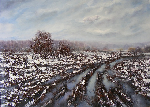 Artist Ivan Grozdanovski. ' Rural Road In Winter' Artwork Image, Created in 2013, Original Pastel. #art #artist