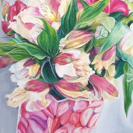 Istvan Gyebnar: 'Love', 2007 Oil Painting, Floral. Artist Description:    love flowers sex strawberries       ...