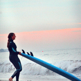 Haile Ratajack: 'surfer girl', 2022 Color Photograph, Beach. Artist Description: Surfer spotted taking the time to appreciate the views of the ocean...