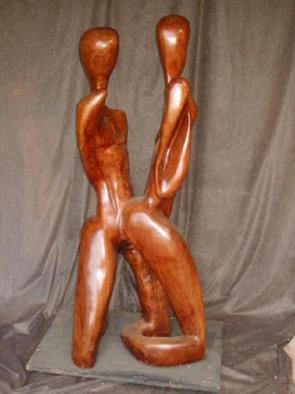 Harold Gubnitsky: 'two figures    walnut', 2010 Wood Sculpture, Figurative.   wood sculpture   walnut         ...