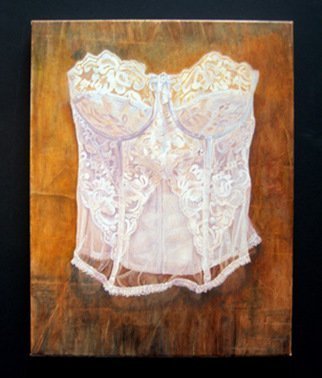 Heather Hyatt: 'White Bustier', 2008 Oil Painting, Still Life. ' White Bustier' is trompe l' oeil style.  ...