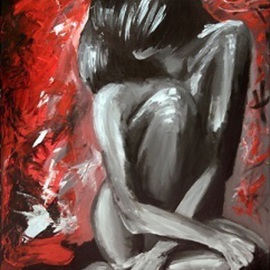 Helen Bellart: 'shy lady', 2012 Acrylic Painting, nudes. Artist Description:    provocative, woman, girl, sexy, nude, body,      ...
