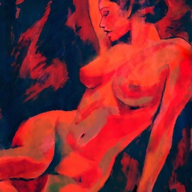 Helena Wierzbicki: 'nude pause', 2016 Acrylic Painting, Abstract Figurative. Artist Description: Nude female artworkMedium: Acrylic on canvasSize: 52X65 cm.  20. 6X25. 7 in. ...