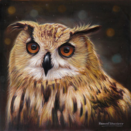 Hemant Bhavsar: 'The Owl portrait painting', 2008 Oil Painting, Portrait. Artist Description:  Canvas oil portrait painting ...